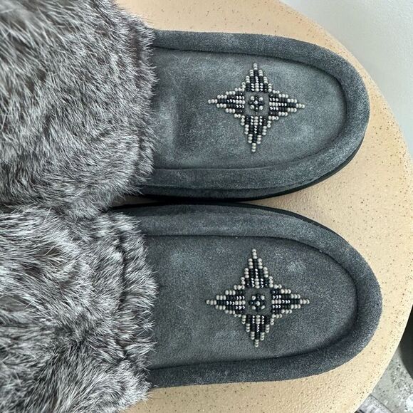 Manitobah Muk Luks Snowy Owl Charcoal Grey Suede Leather Waterproof Boot - Picture 4 of 13